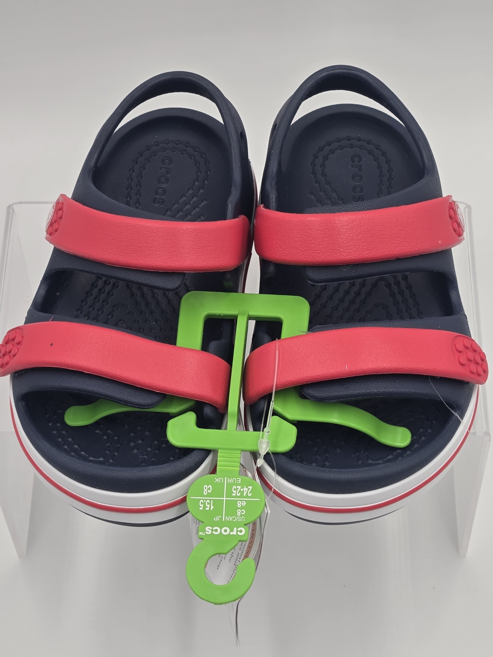 CROCS Crocband Cruise Navy With Red Strap Unisex Sandals Toddler Size C8 - Picture 3 of 11